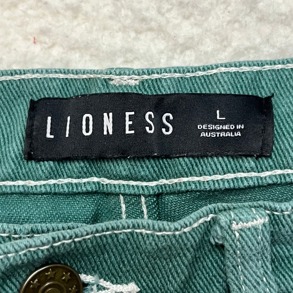 Lioness Cargo Pants Womens L Green Field Day Carpenter Wide Leg Utility Cotton - Picture 5 of 9